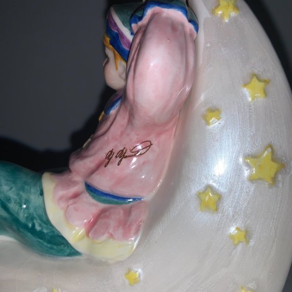 Hand-Painted Recently-Restored Vintage Music Box Rocking Man on the Moon & Stars - Picture 6 of 6